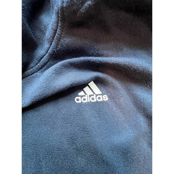 2016 Adidas Cotton Hoodie Sweatshirt Boys L 14/16 Blue Striped Sleeve Pocket - Picture 6 of 8